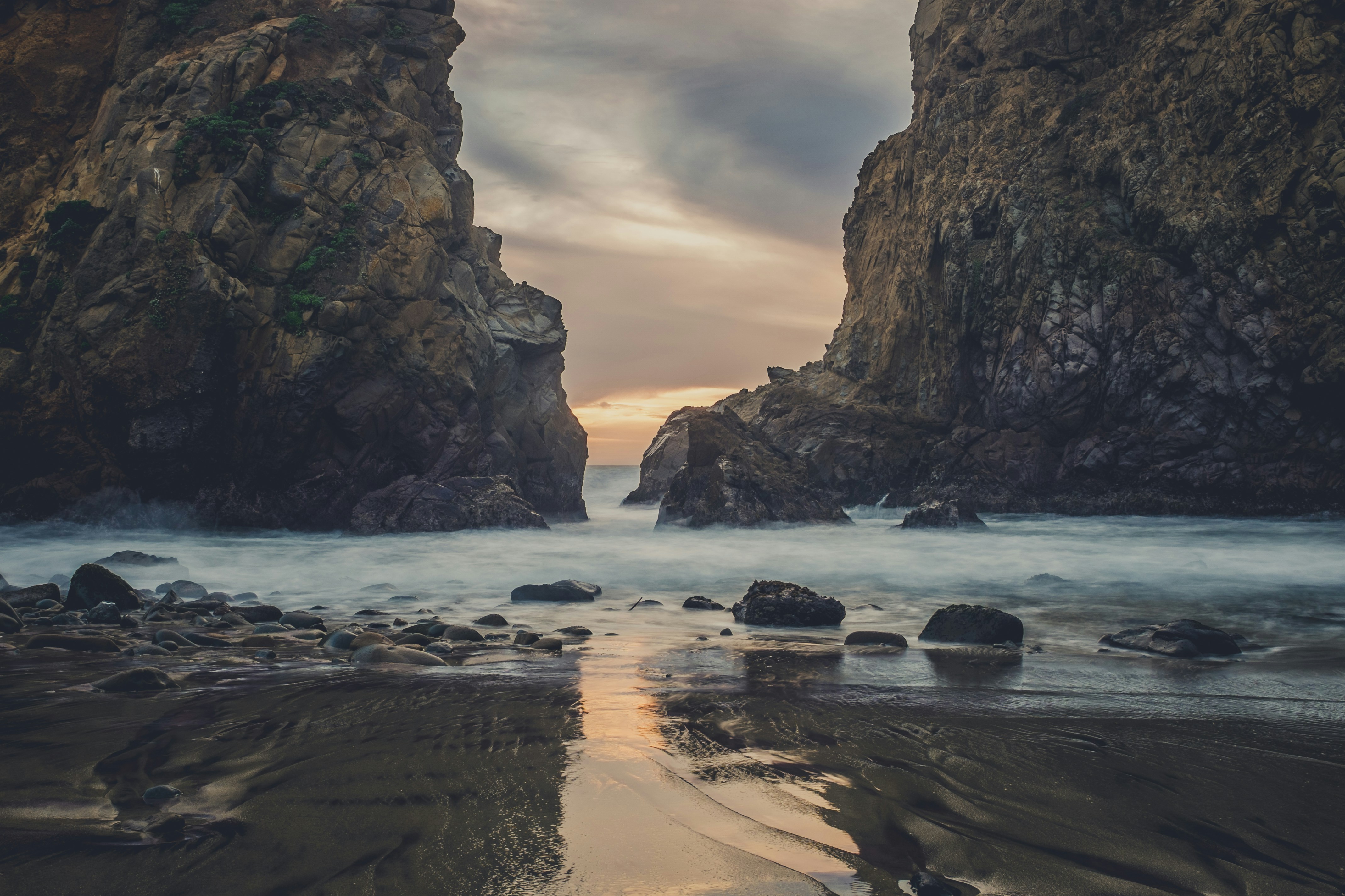 Coastal Rock Gorge at Sunset