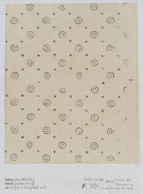 Antique Wood Block Circle Pattern Rubbing
