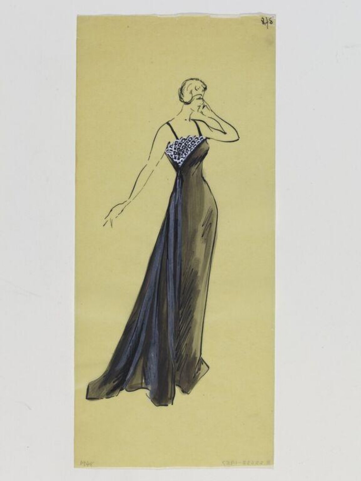 Vintage Evening Gown Fashion Sketch