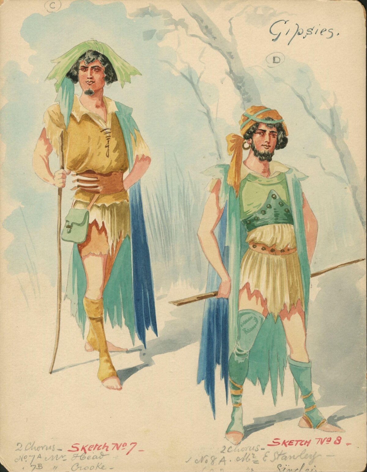 Two Gypsy Theatre Costume Sketches