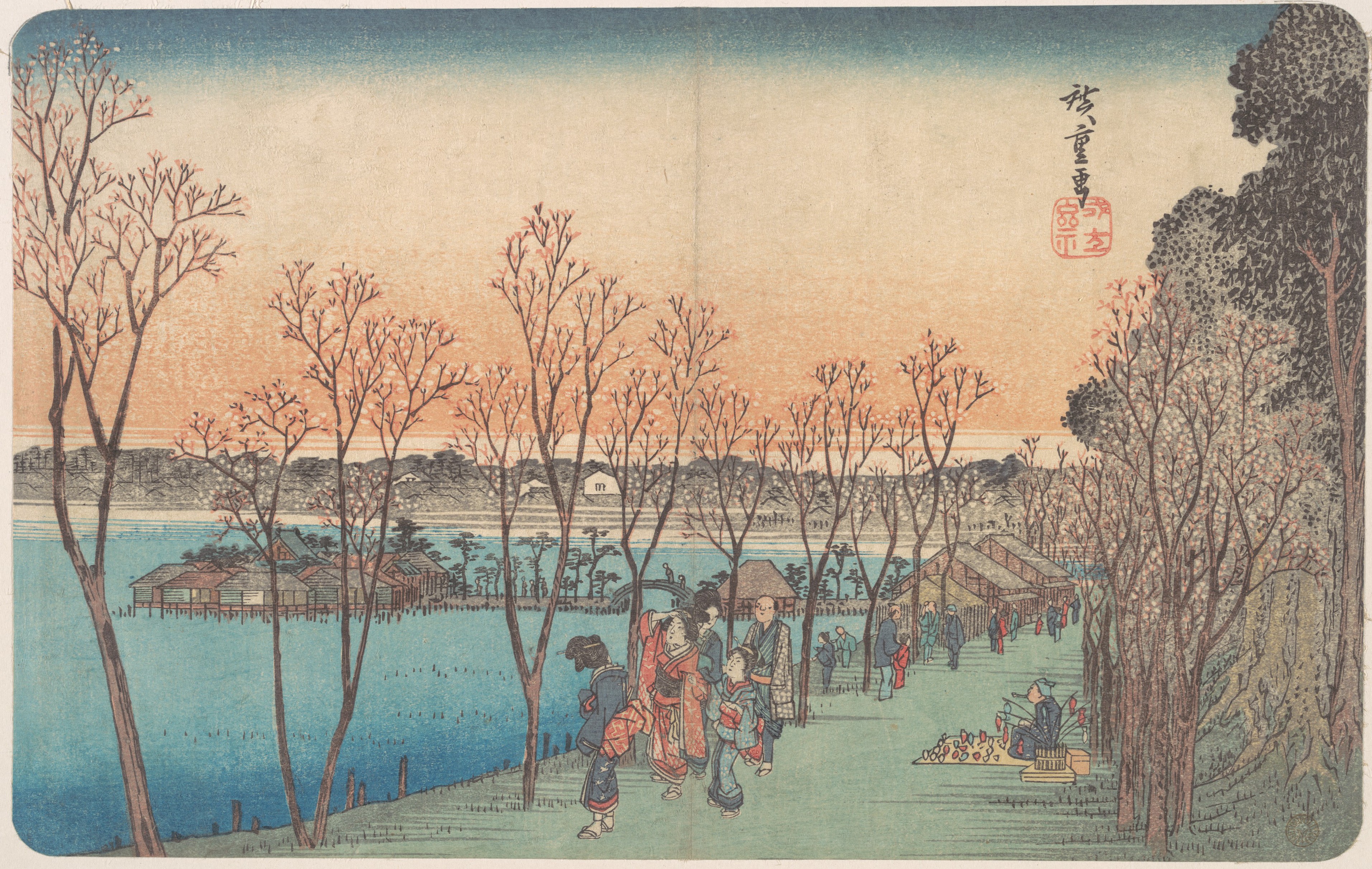 Riverside Cherry Blossom Ukiyo-e