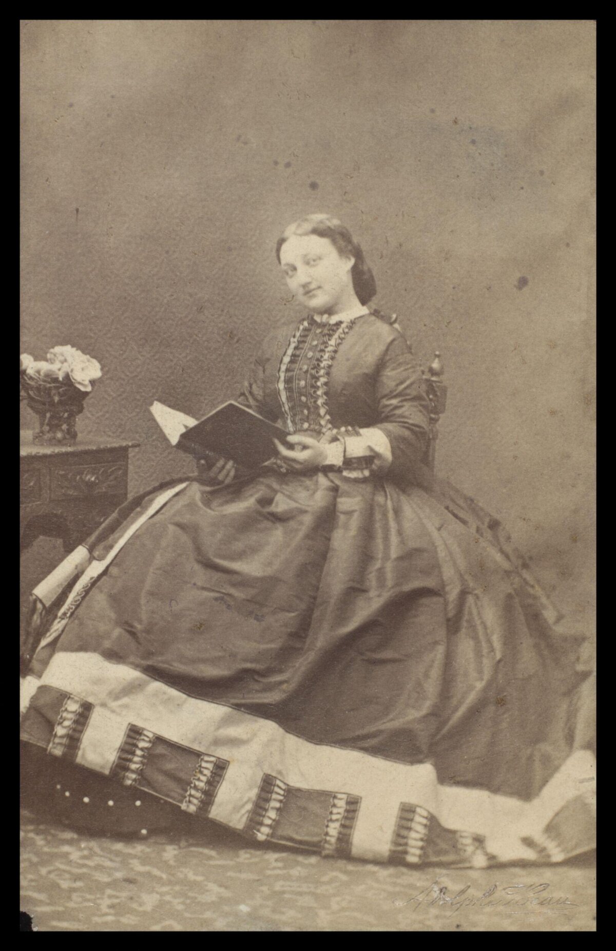 Vintage Portrait of Seated Woman with Book