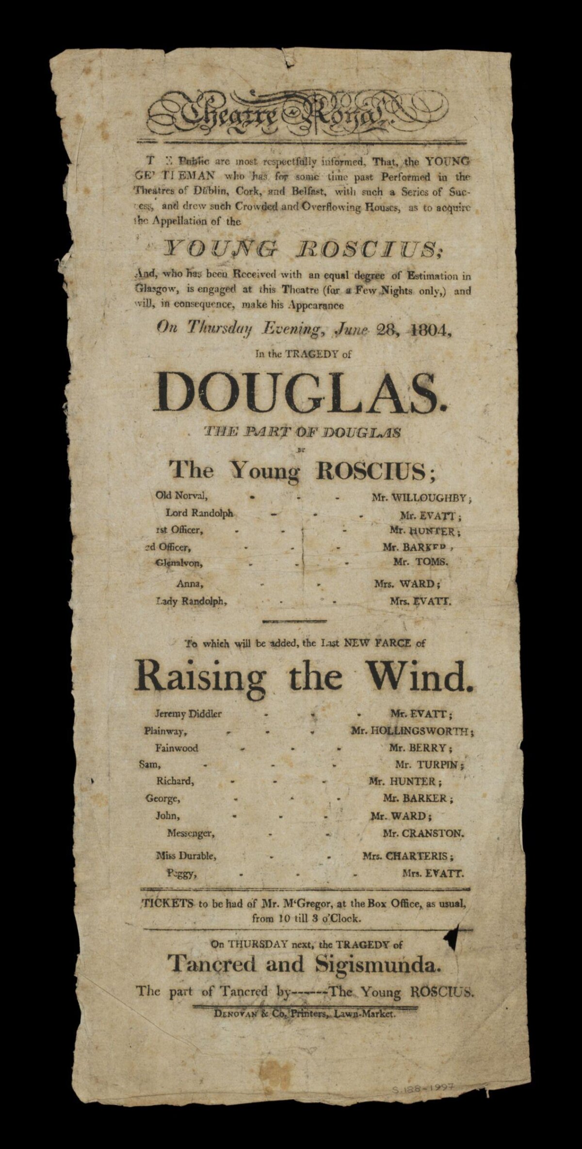 1804 Theatre Royal Playbill