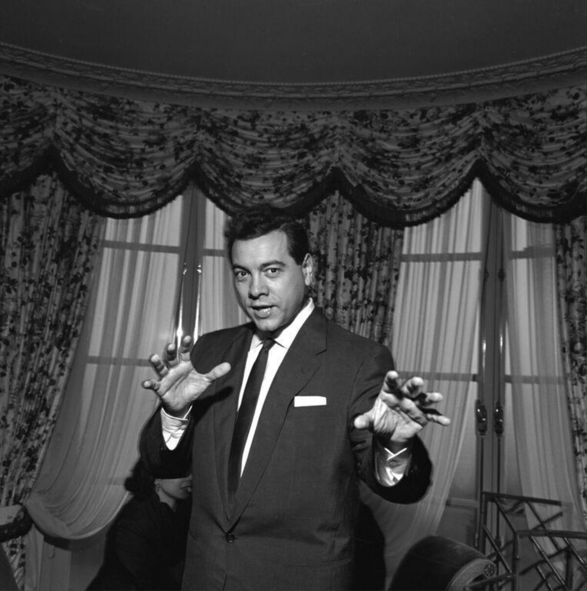 Mario Lanza Gesturing Indoors