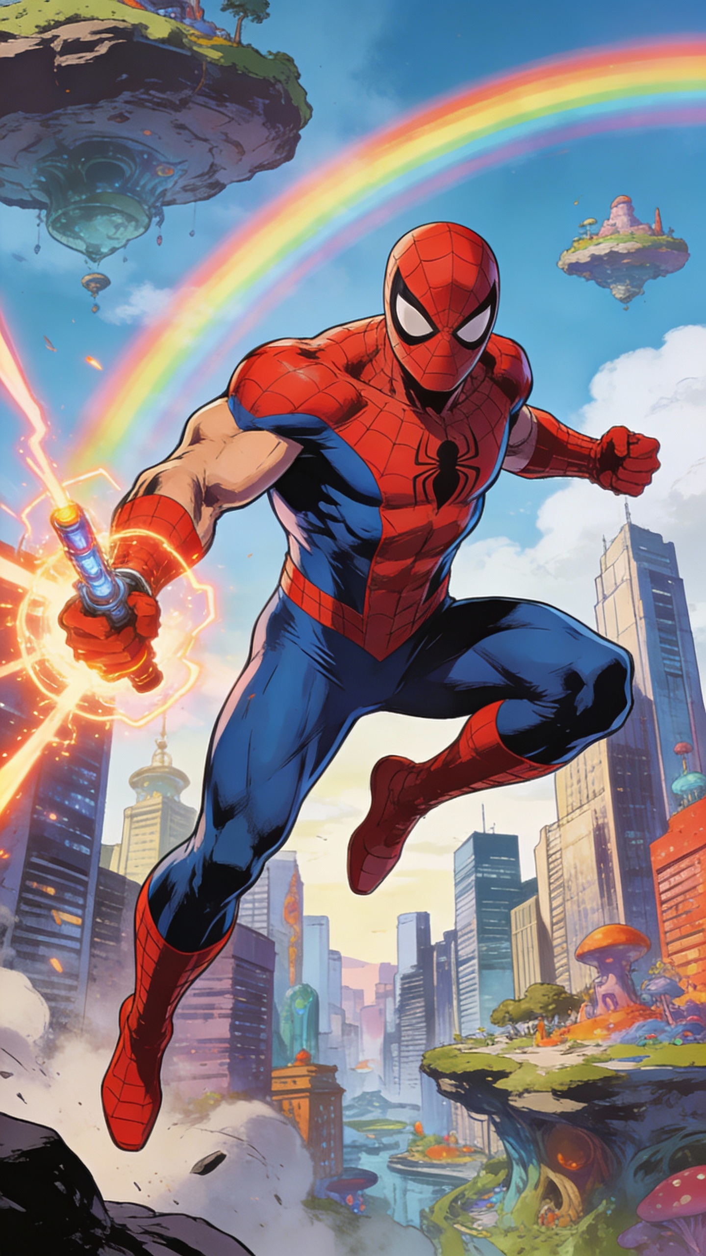 Spider-Man in a Fantasy City