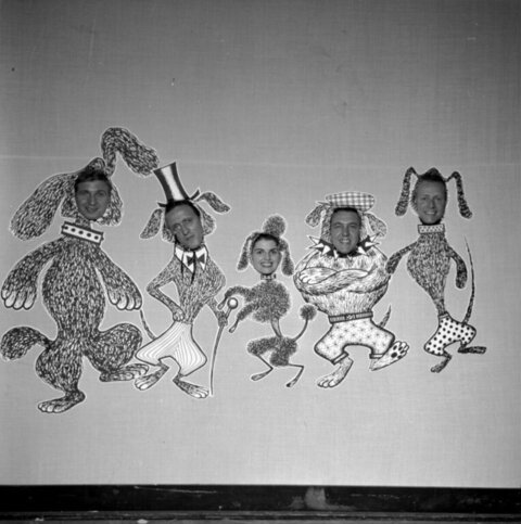 Vintage Collage of Human Heads on Dogs
