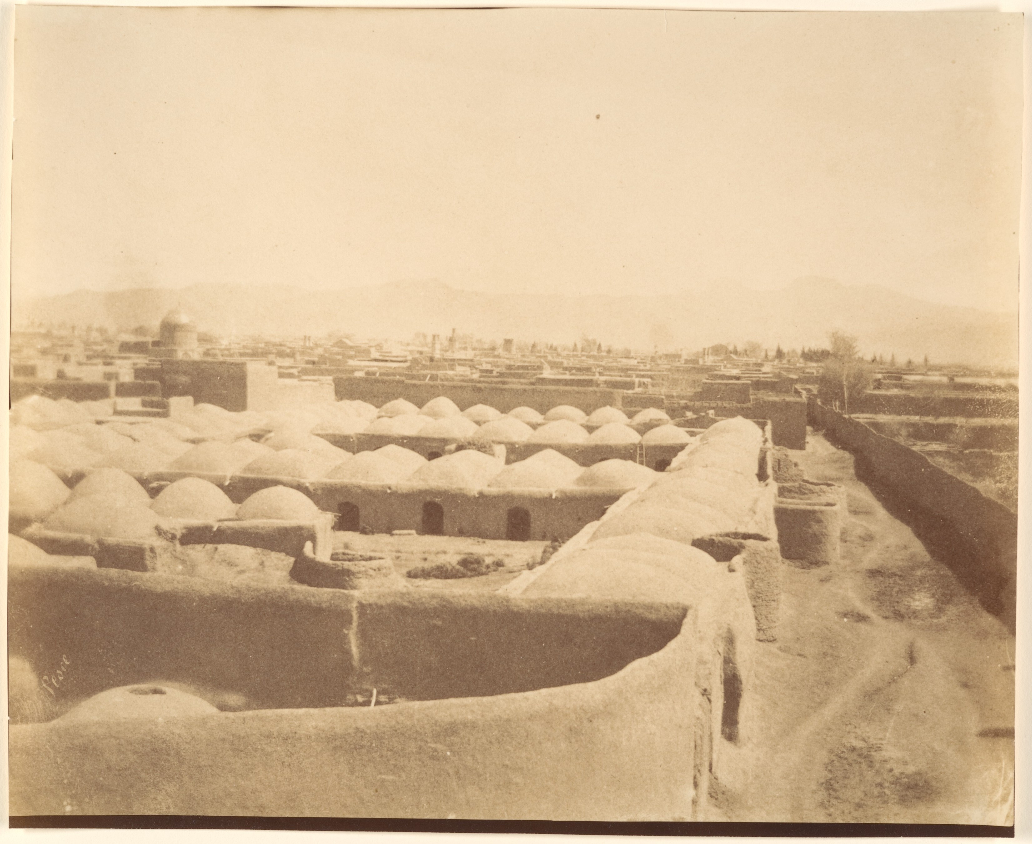 Vintage View of Domed Adobe Town