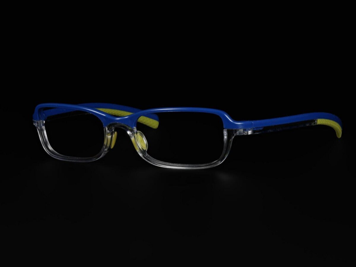 Blue Transparent Sports Eyeglasses — Black Backgrounds