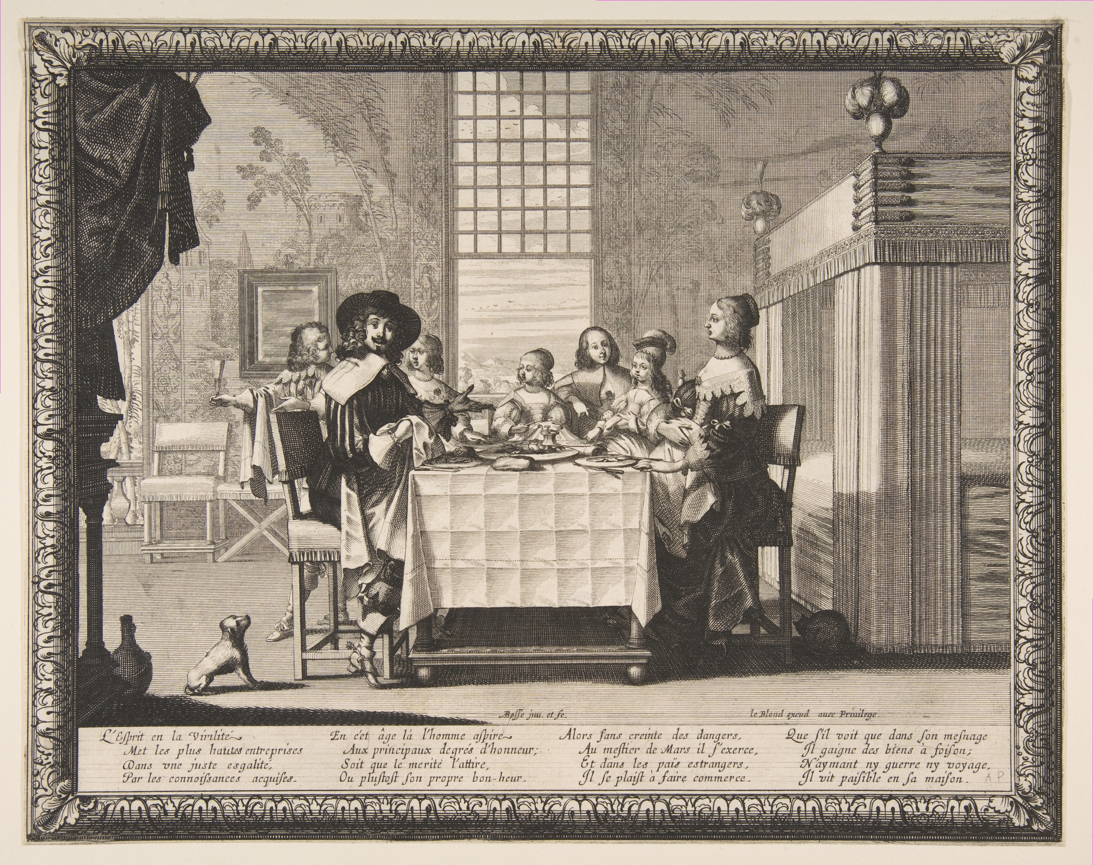 17th Century Family Dinner Etching