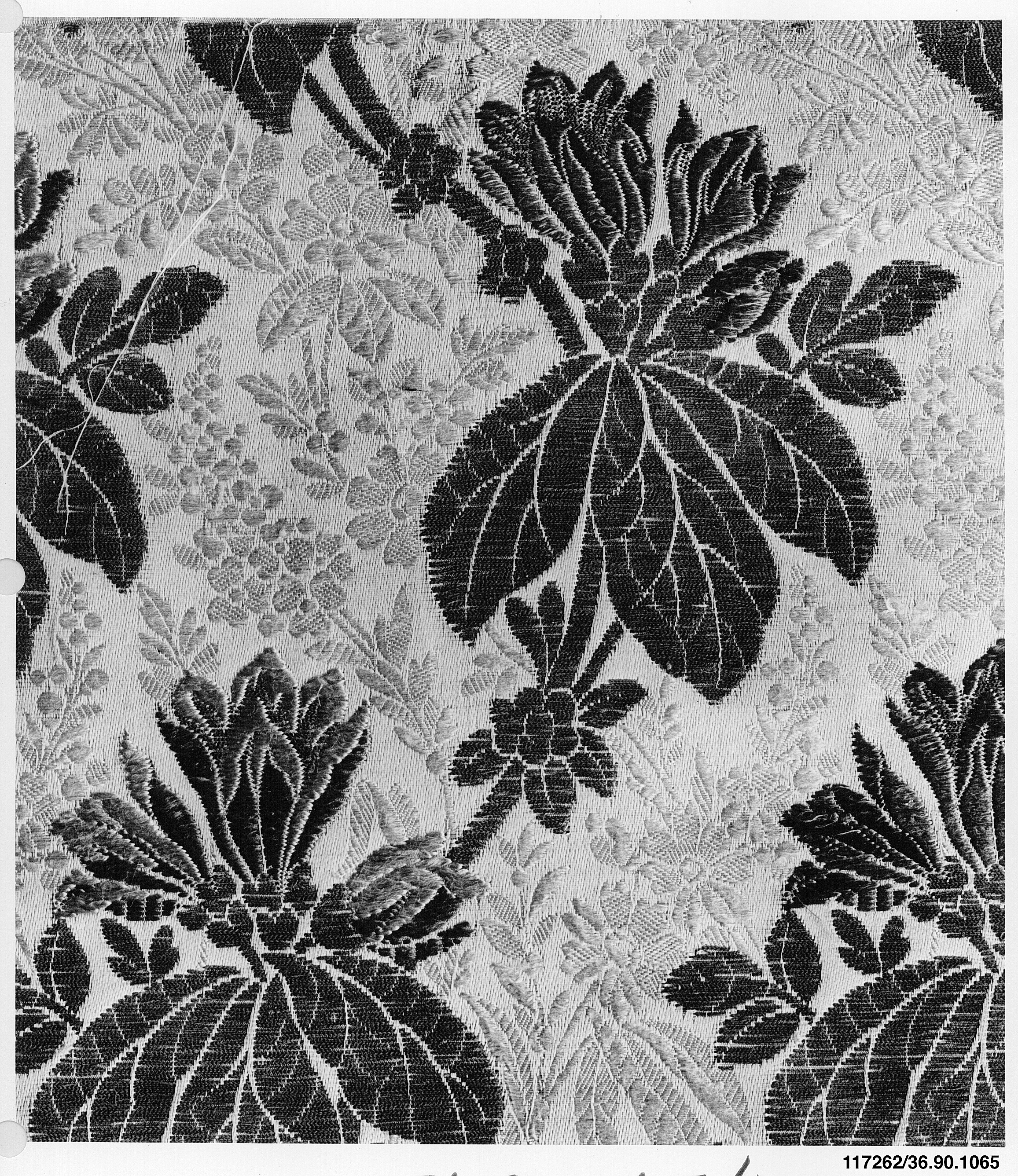 Black and White Floral Textile Pattern
