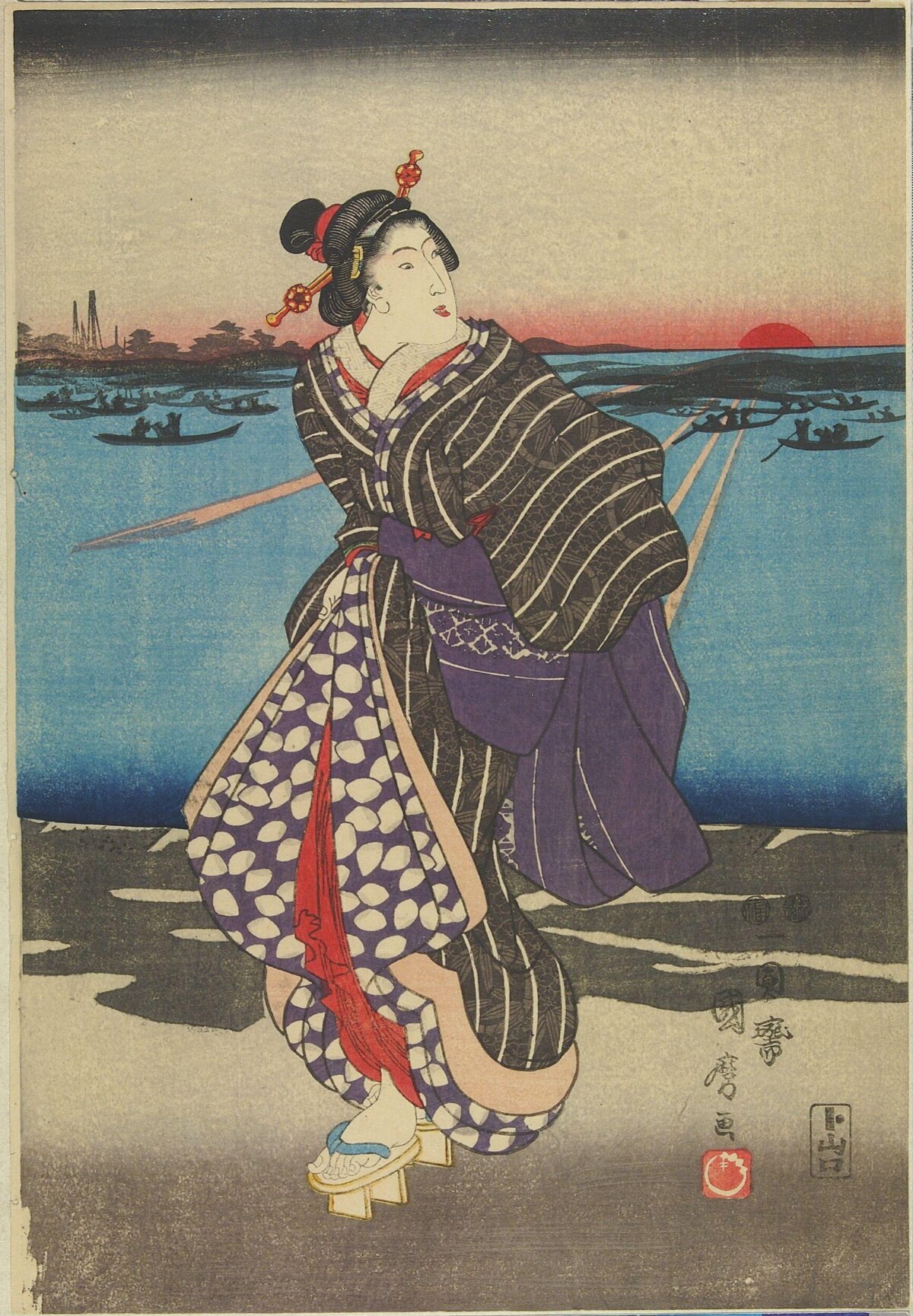 Ukiyo-e Woman by the Sea