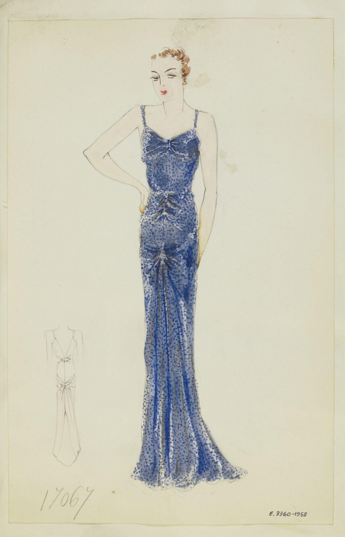 Blue Evening Gown Fashion Sketch