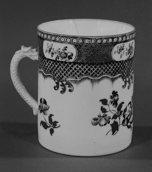 Antique Floral Decorated Porcelain Mug