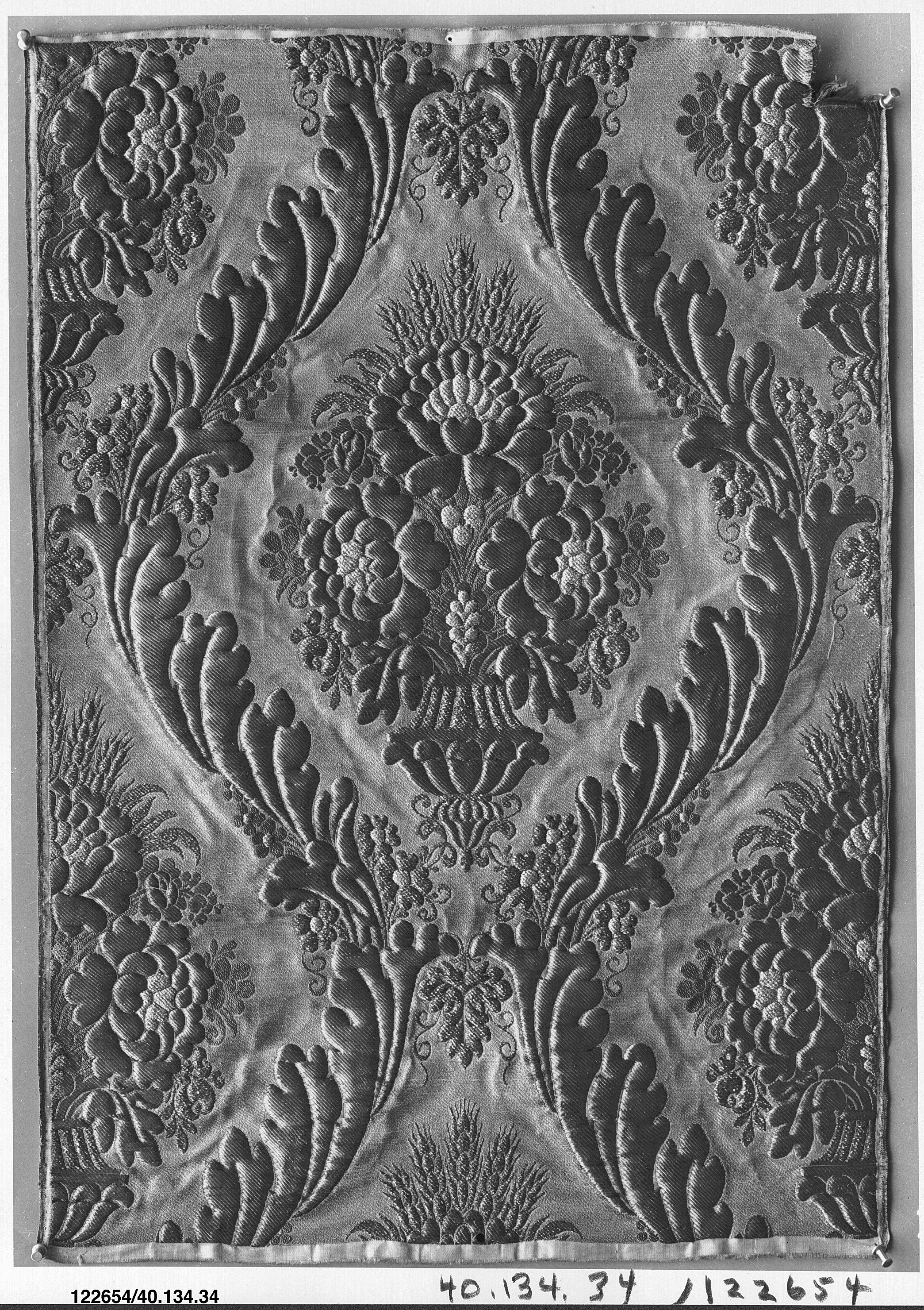 Antique Floral Woven Textile Fragment