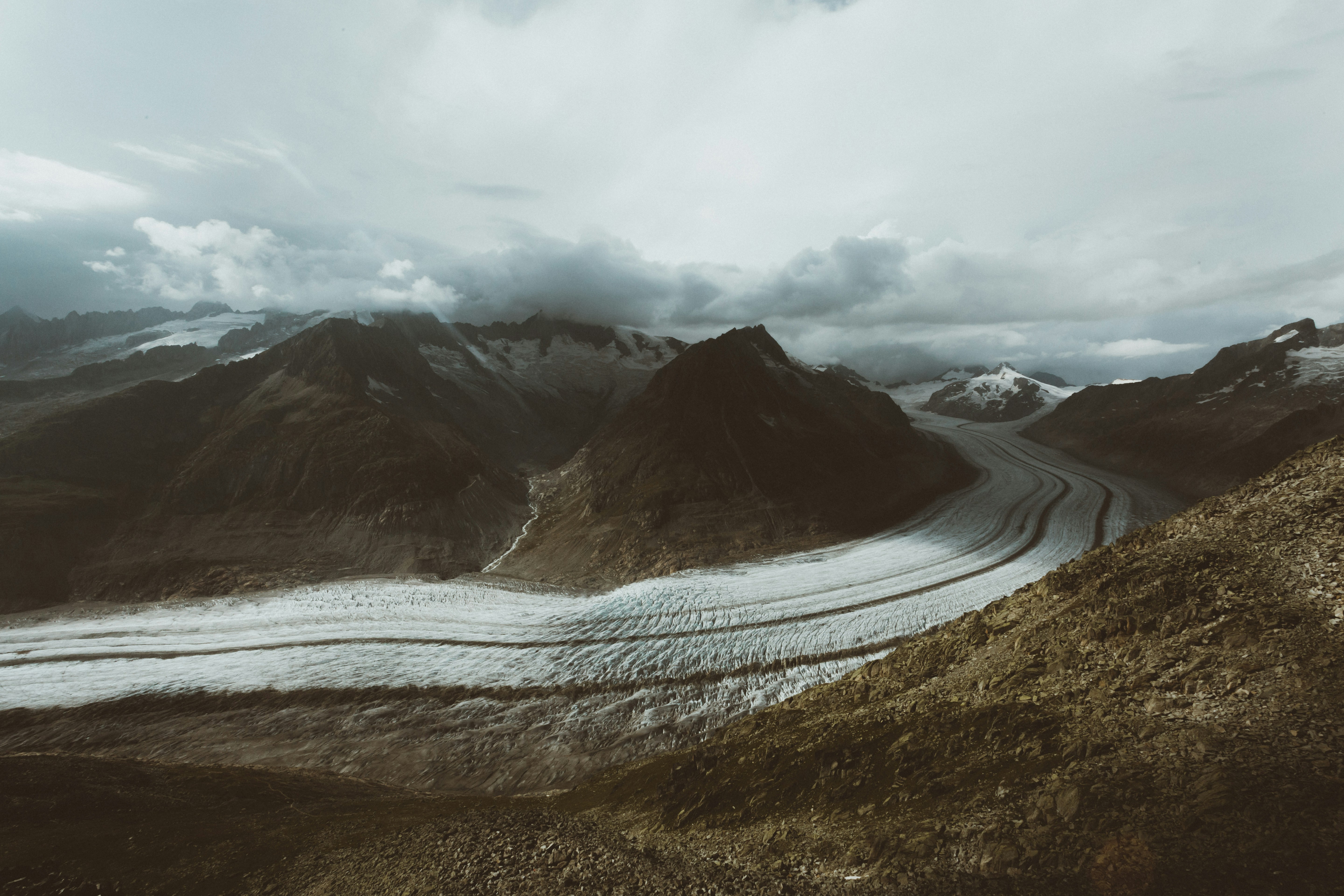 Glacier In Mountain Valley