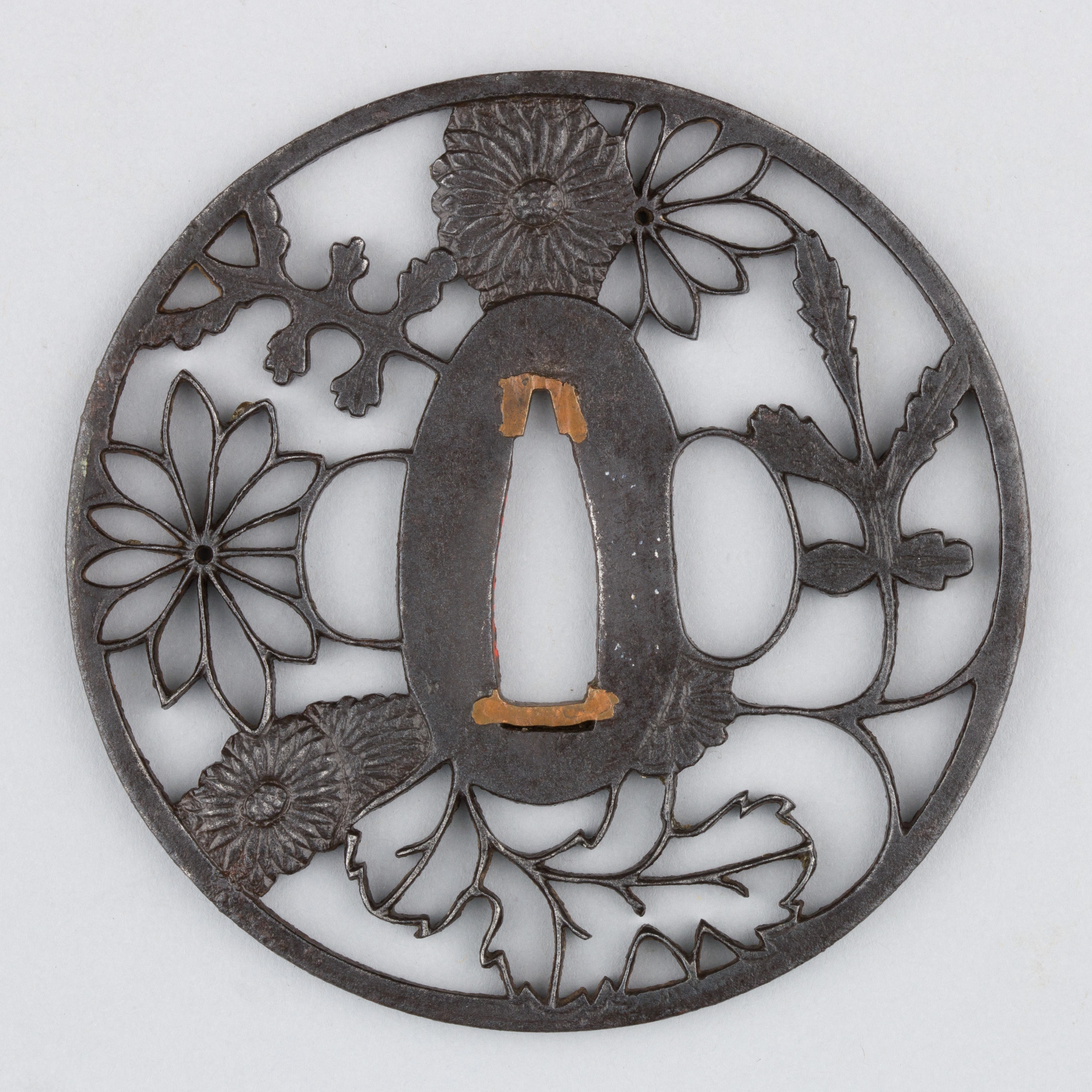 Openwork Chrysanthemum Iron Tsuba