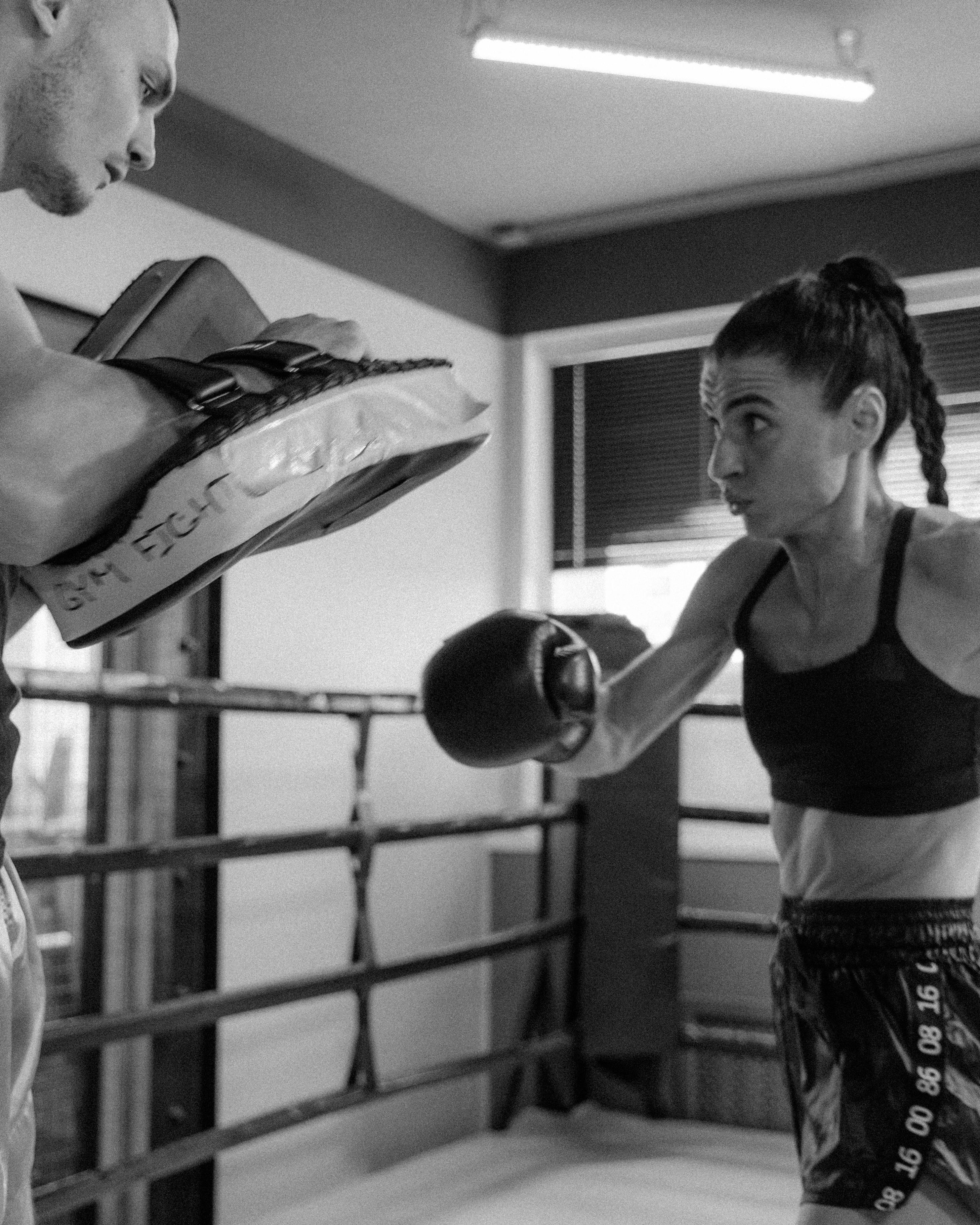 Woman Boxing Training In Gym