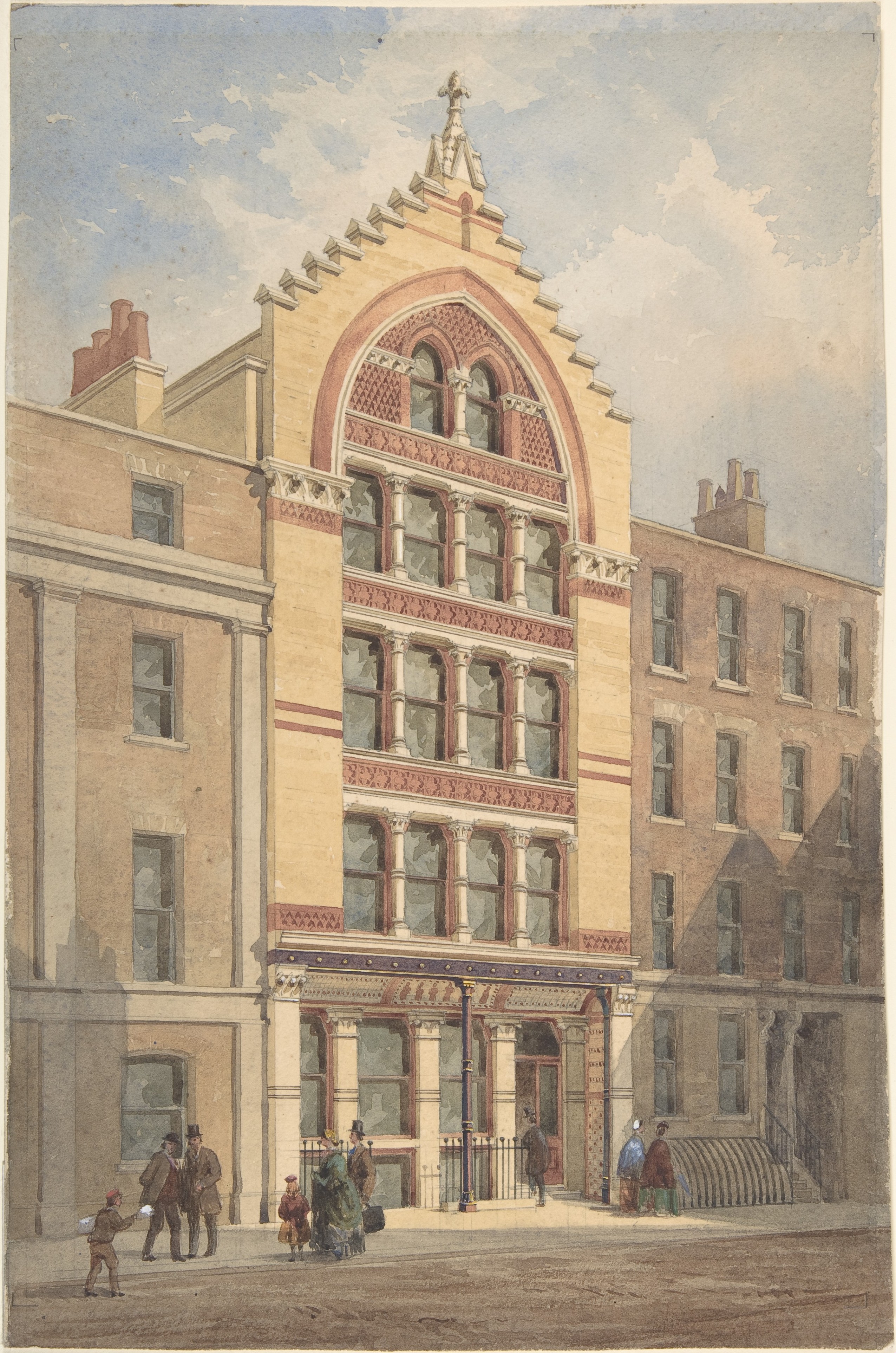 Watercolor of Victorian Street Building