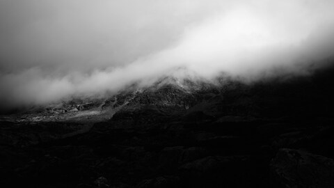 Black and White Misty Rocky Mountain