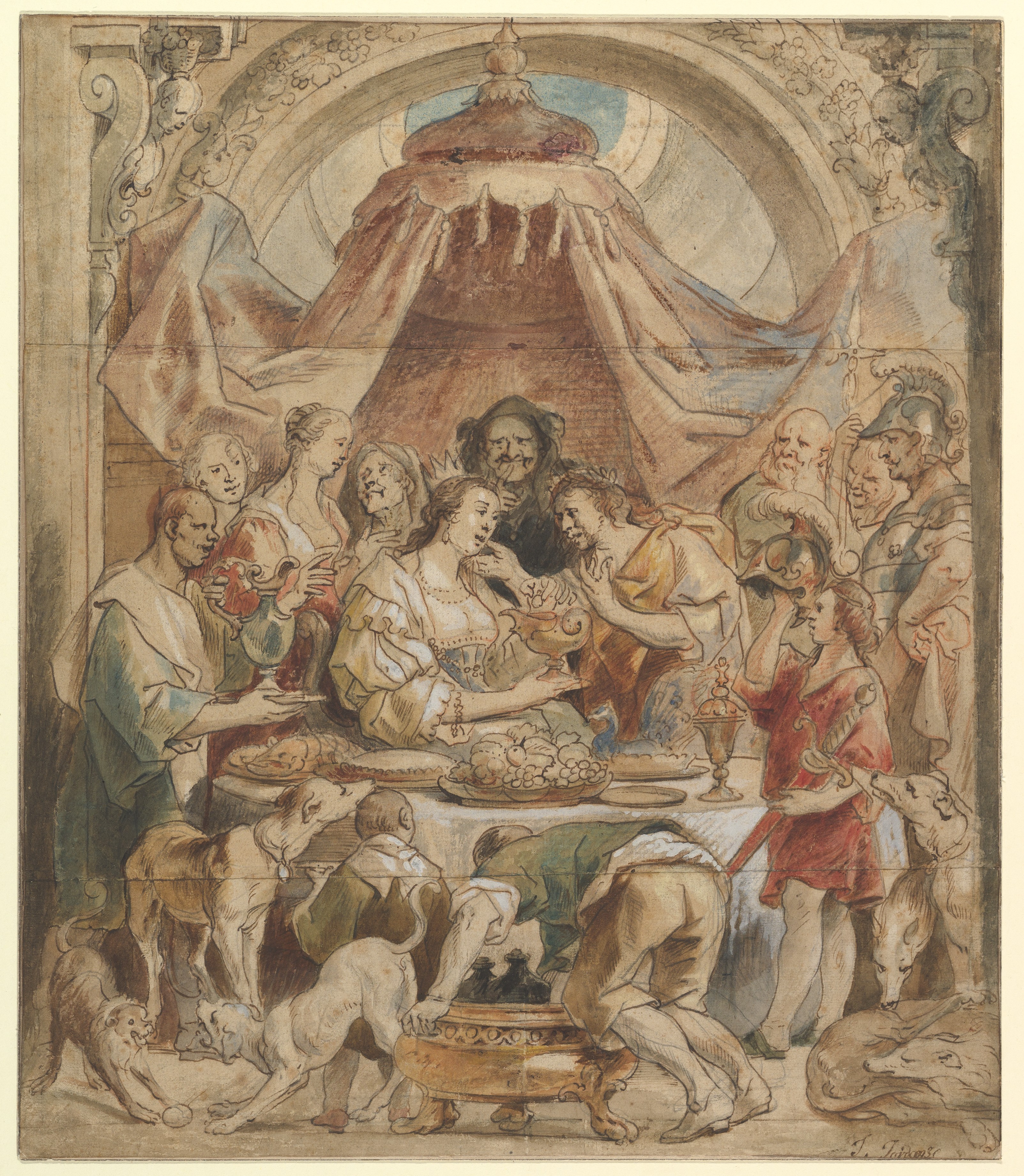 Royal Banquet Scene Sketch