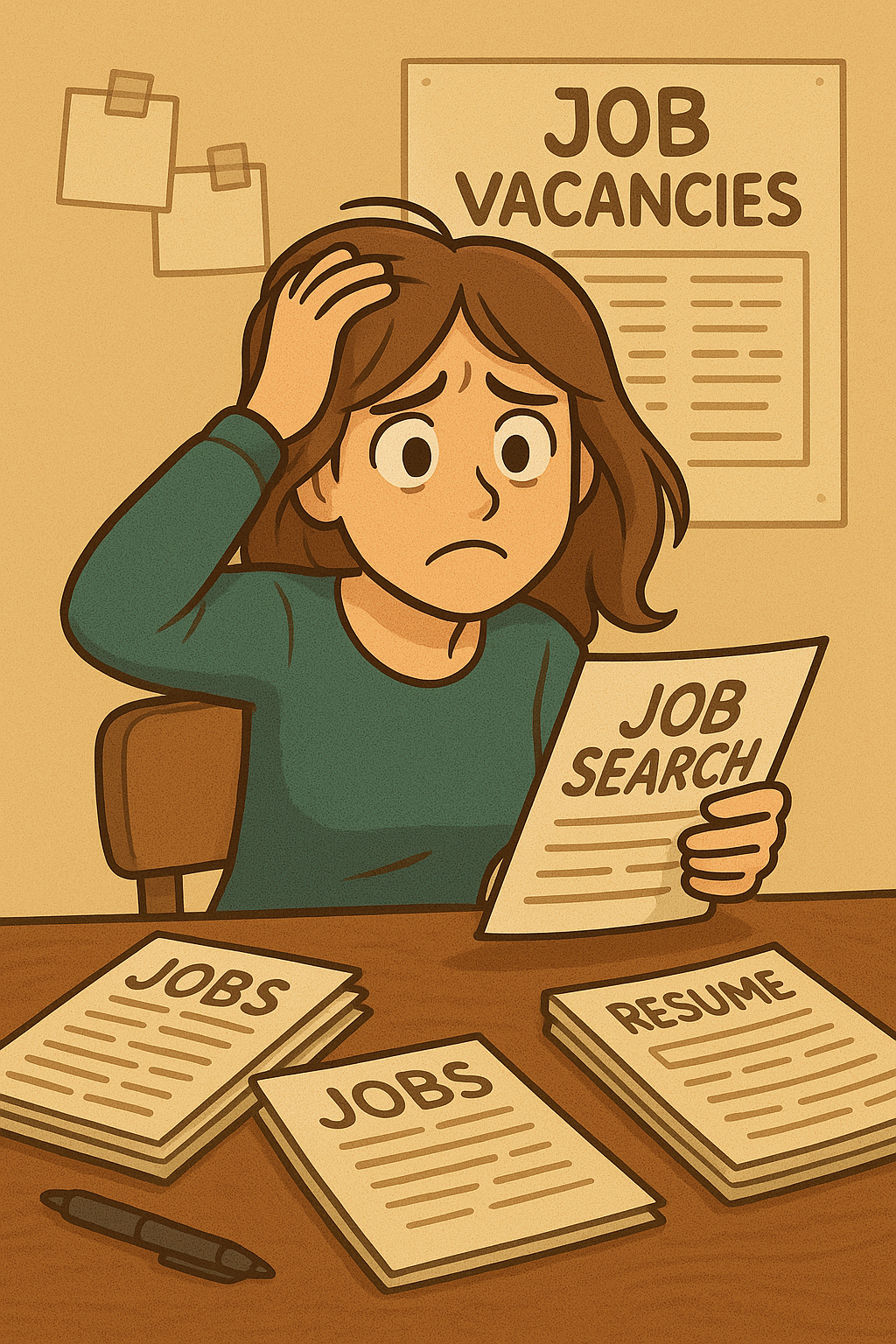 Stressed Woman Doing Job Search