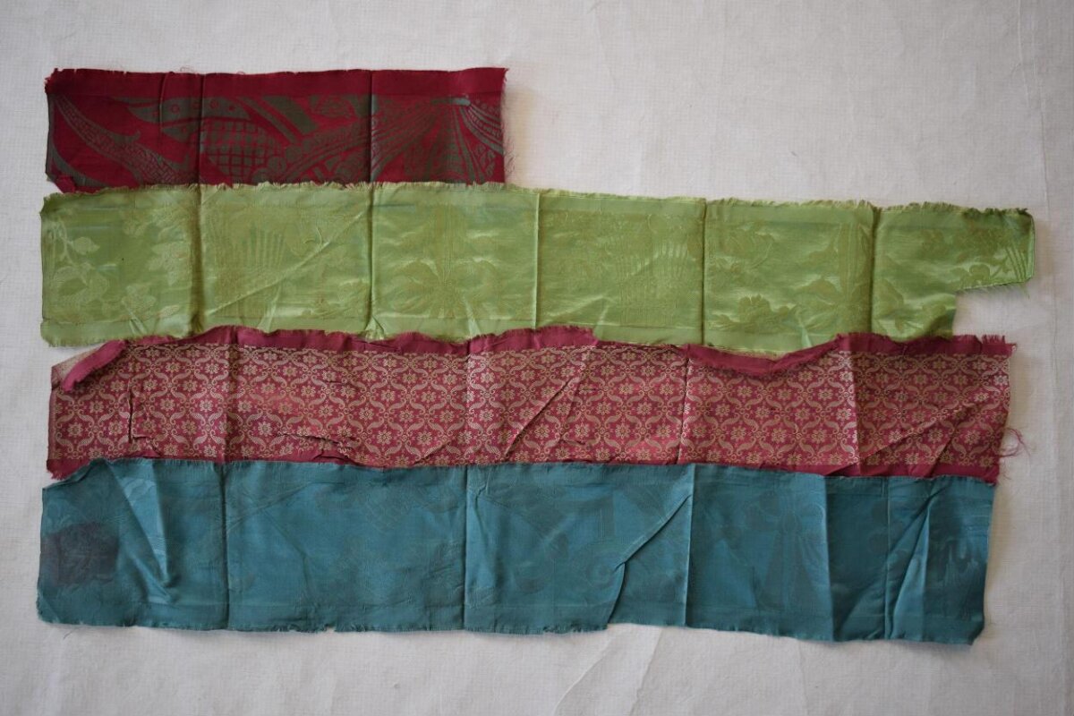 Four Assorted Patterned Fabric Scraps
