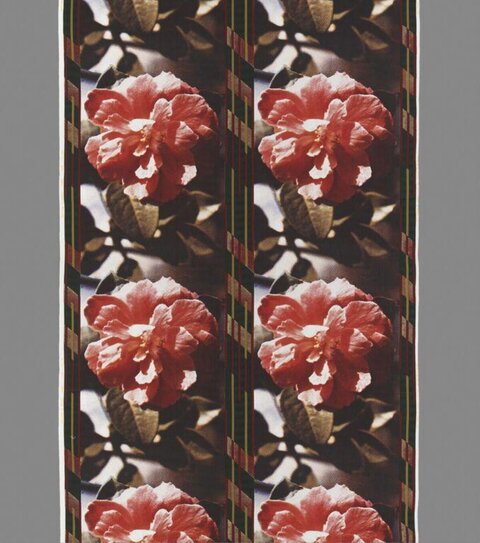 Repeated Red Camellia Decorative Strip