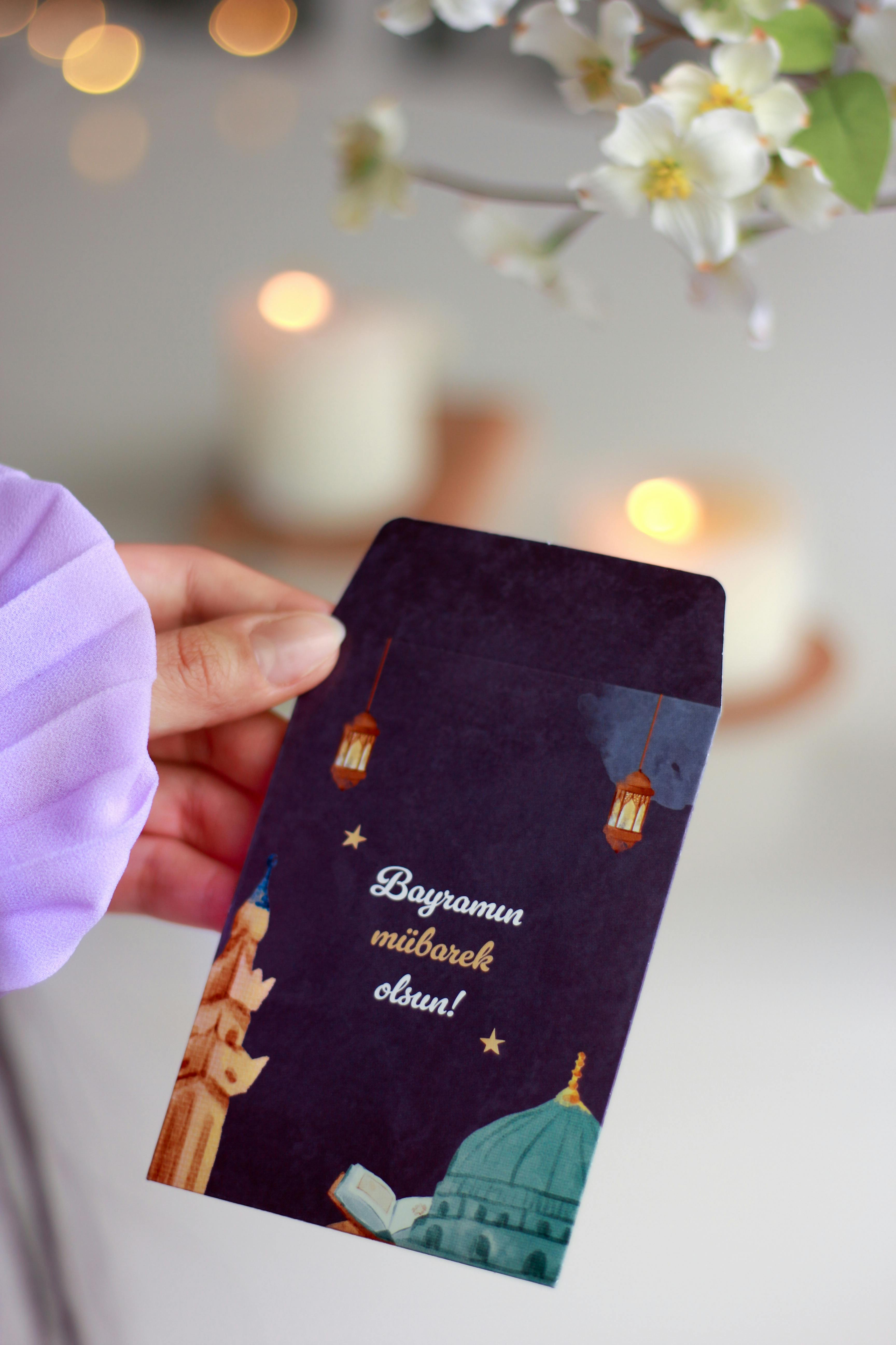 Bayram Greeting Envelope Held By Hand