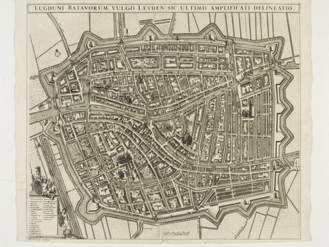 Antique Map of Leiden City