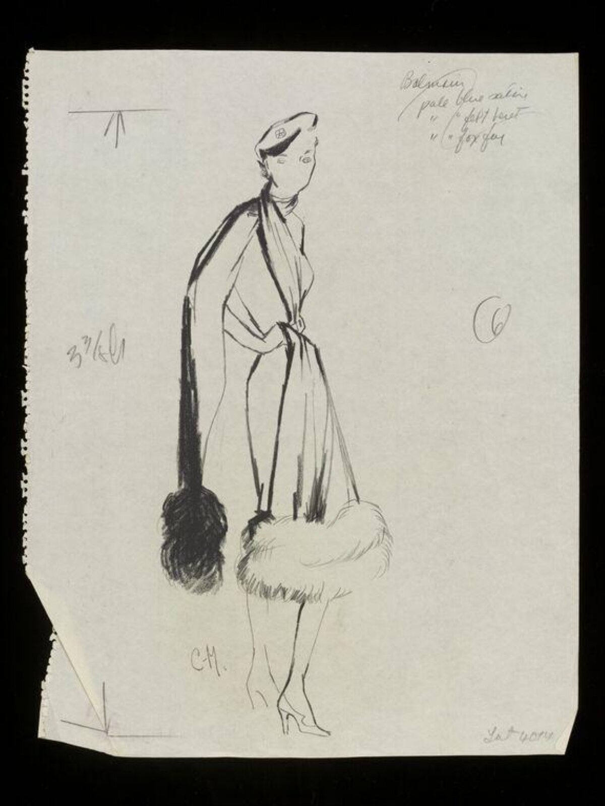 Vintage Women's Coat Fashion Sketch
