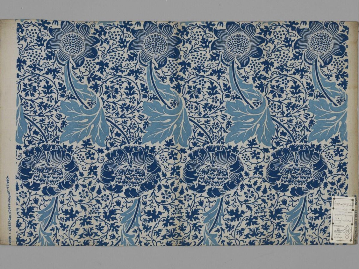 Blue and White Vintage Floral Textile Pattern