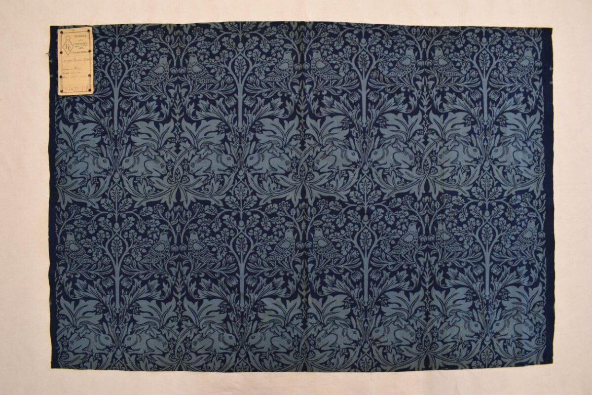 Vintage Bird and Rabbit Patterned Textile