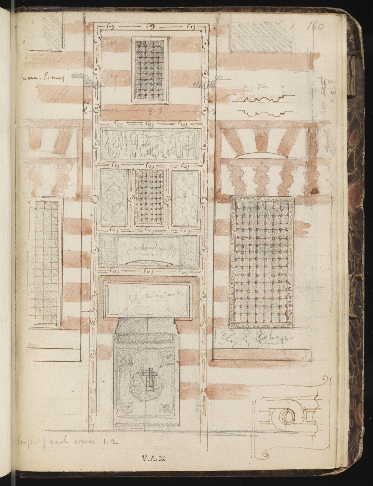 Architectural Facade Sketch in Notebook