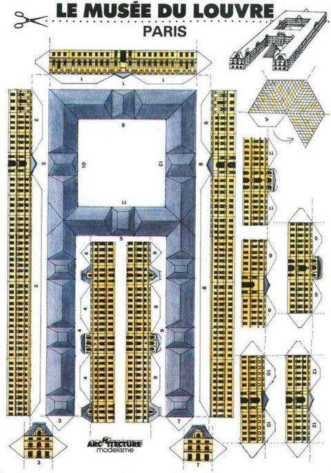 Paris Louvre Paper Model Template