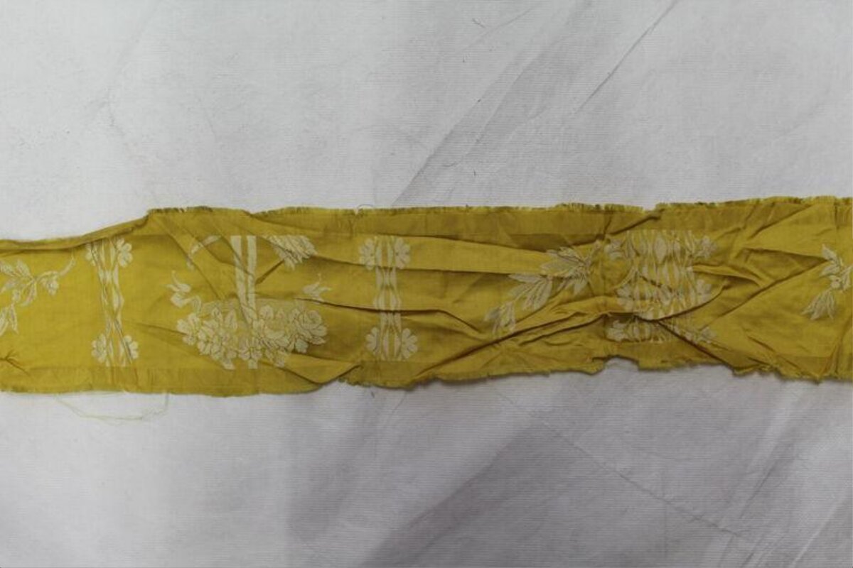 Yellow Floral Fabric Strip Fragment