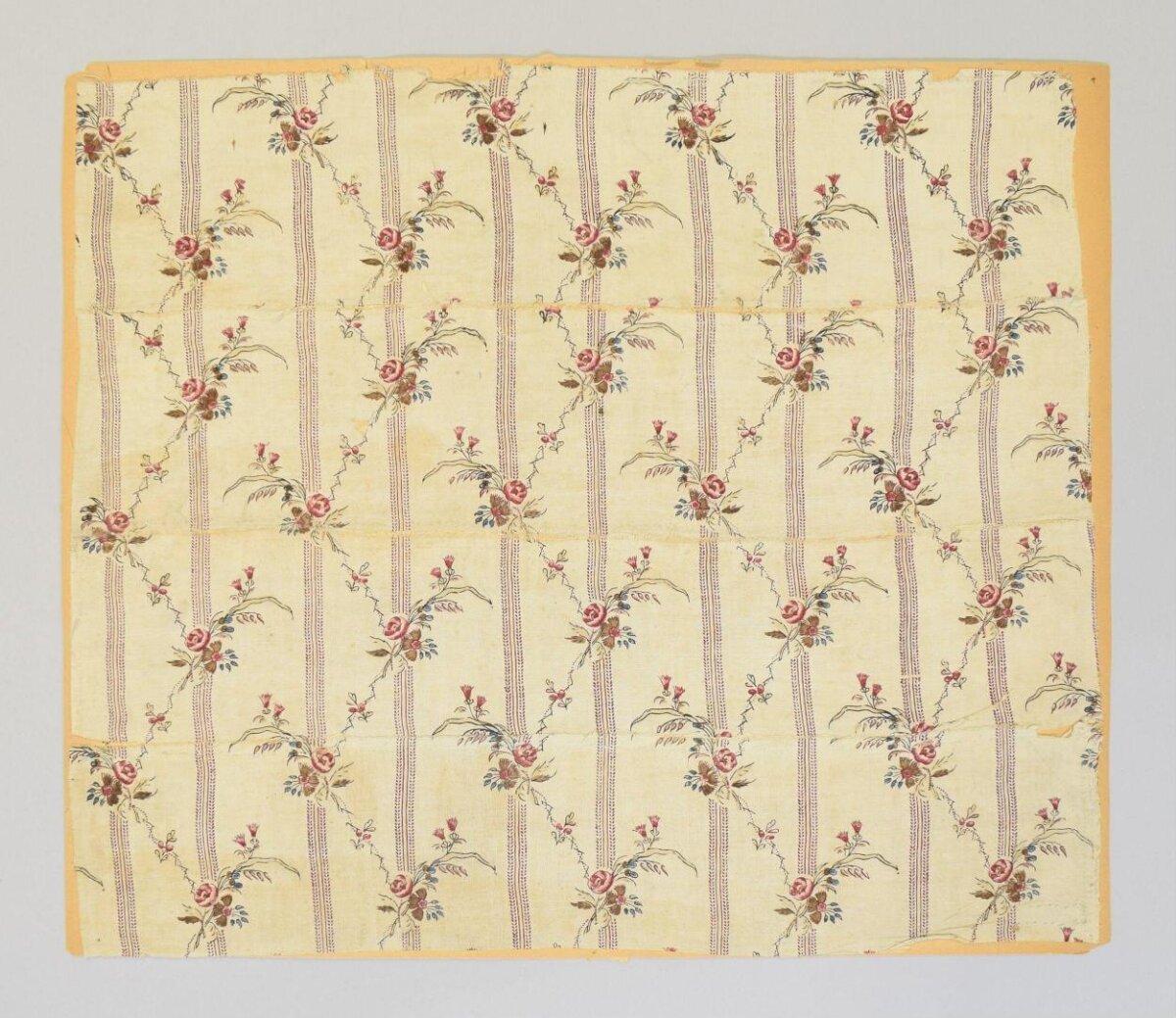 Vintage Floral Striped Textile Sample