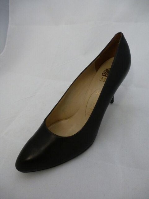 Black Leather High Heel Pump