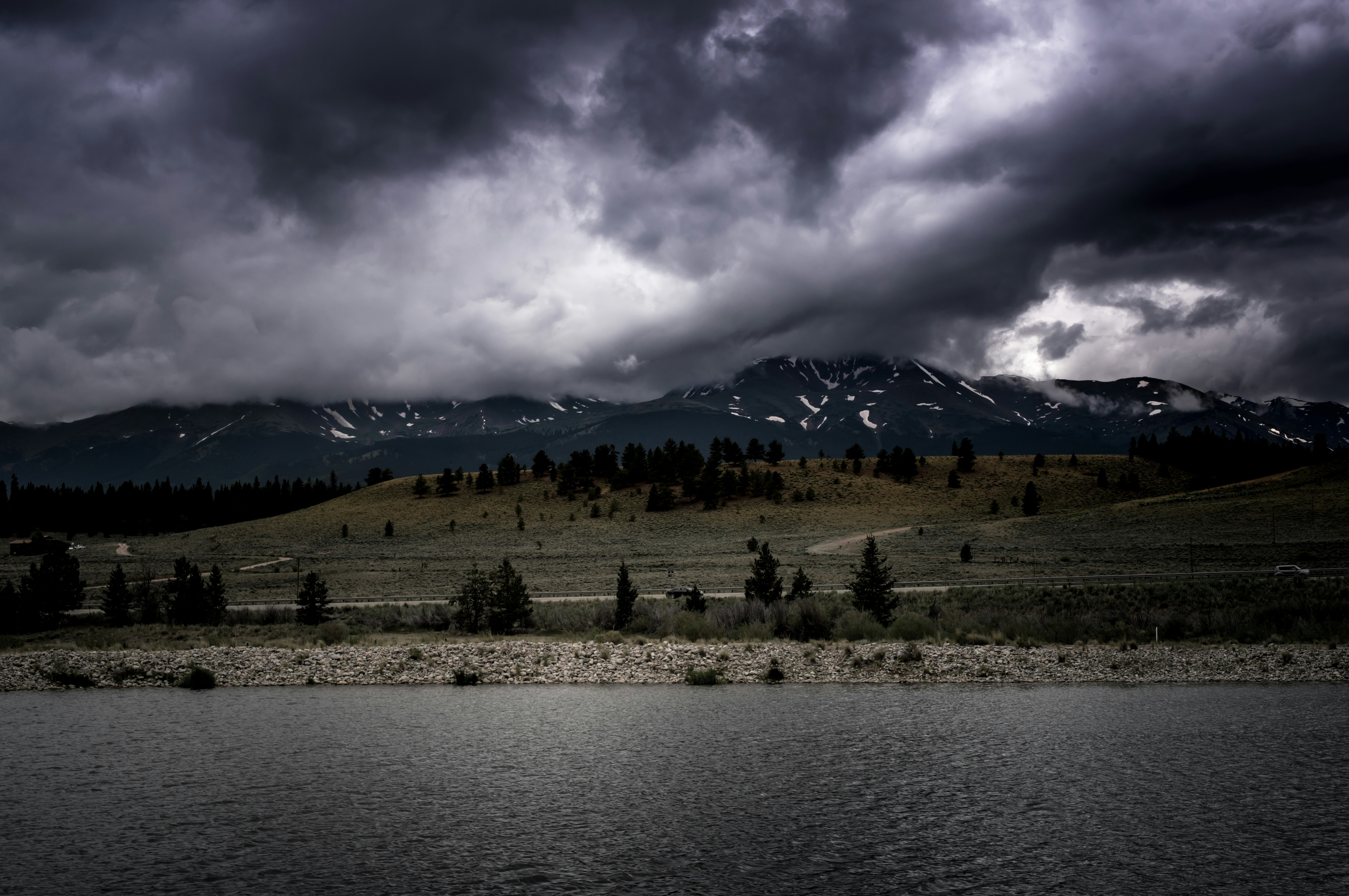 Storm Clouds Over Mountain Lake