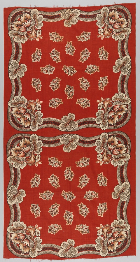 Vintage Red Floral Printed Textile