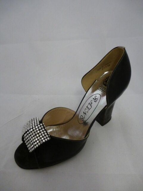 Black Rhinestone Bow Peep-toe High Heel