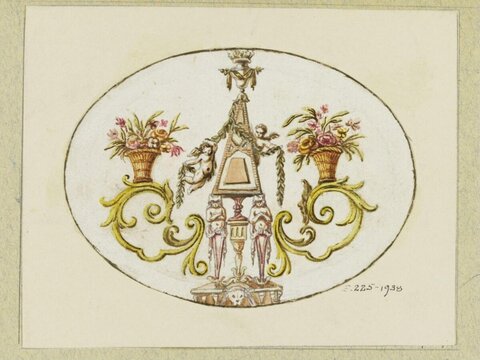 Oval Decorative Ornament Design Sketch