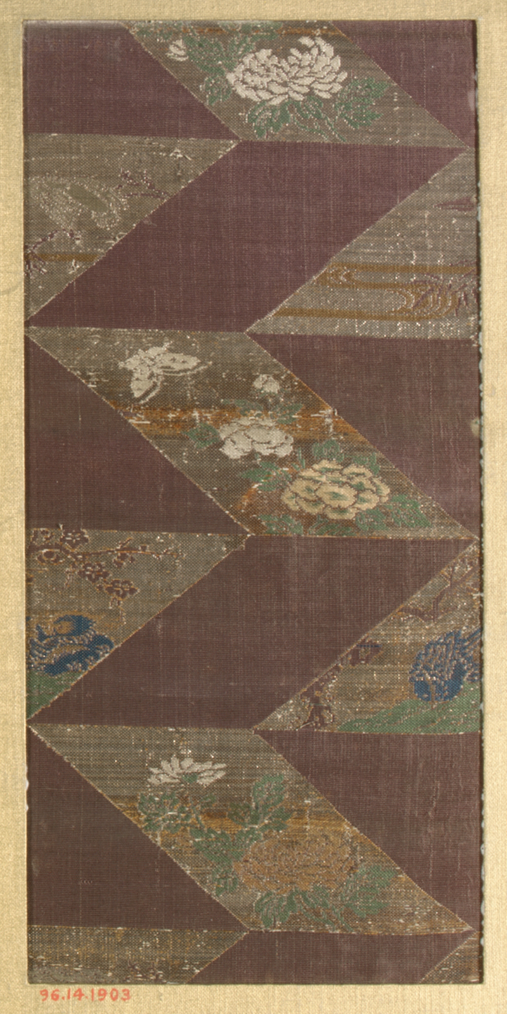 Antique Diagonal Floral Pattern Textile