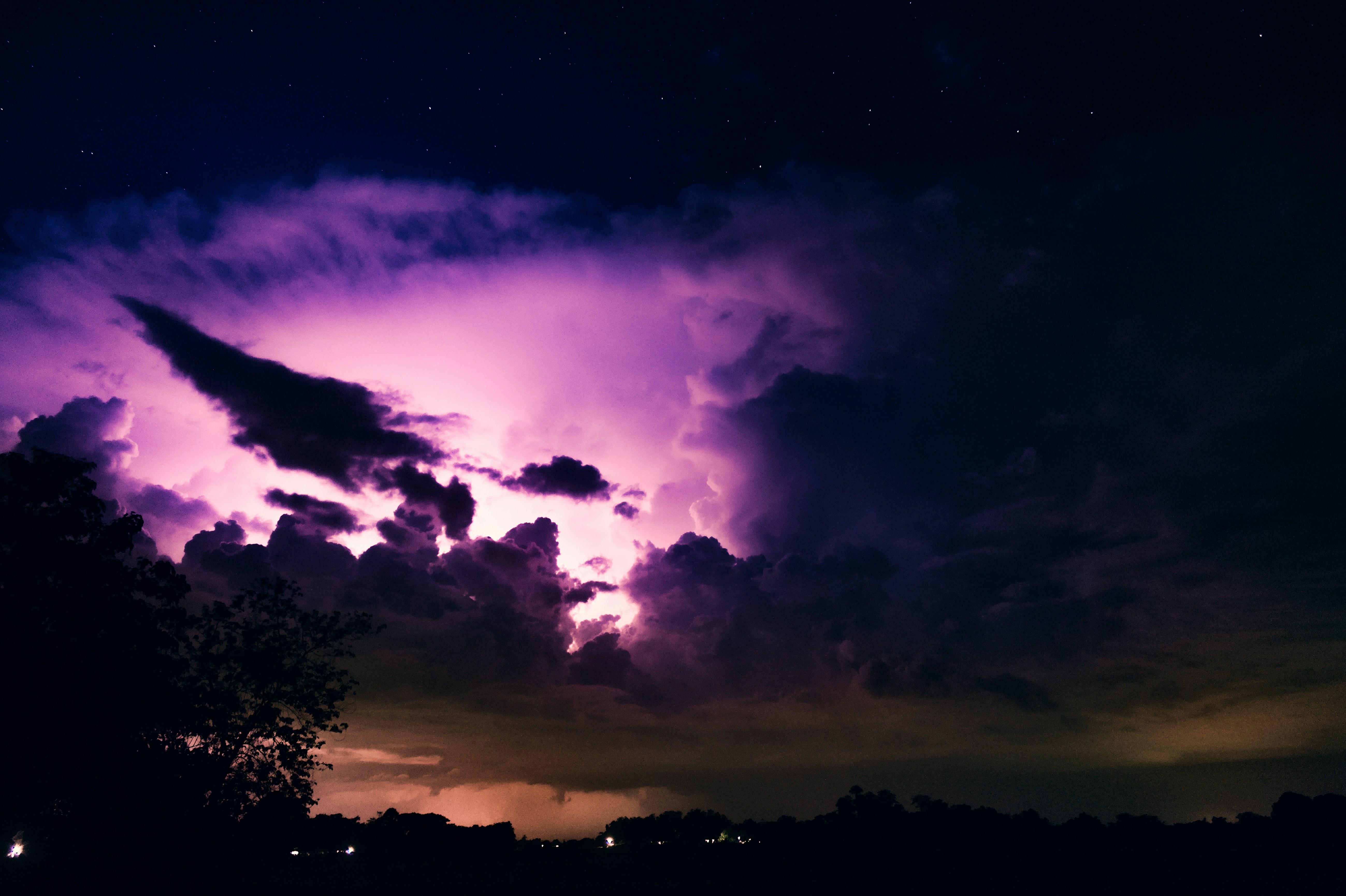 Purple Thunderclouds At Night