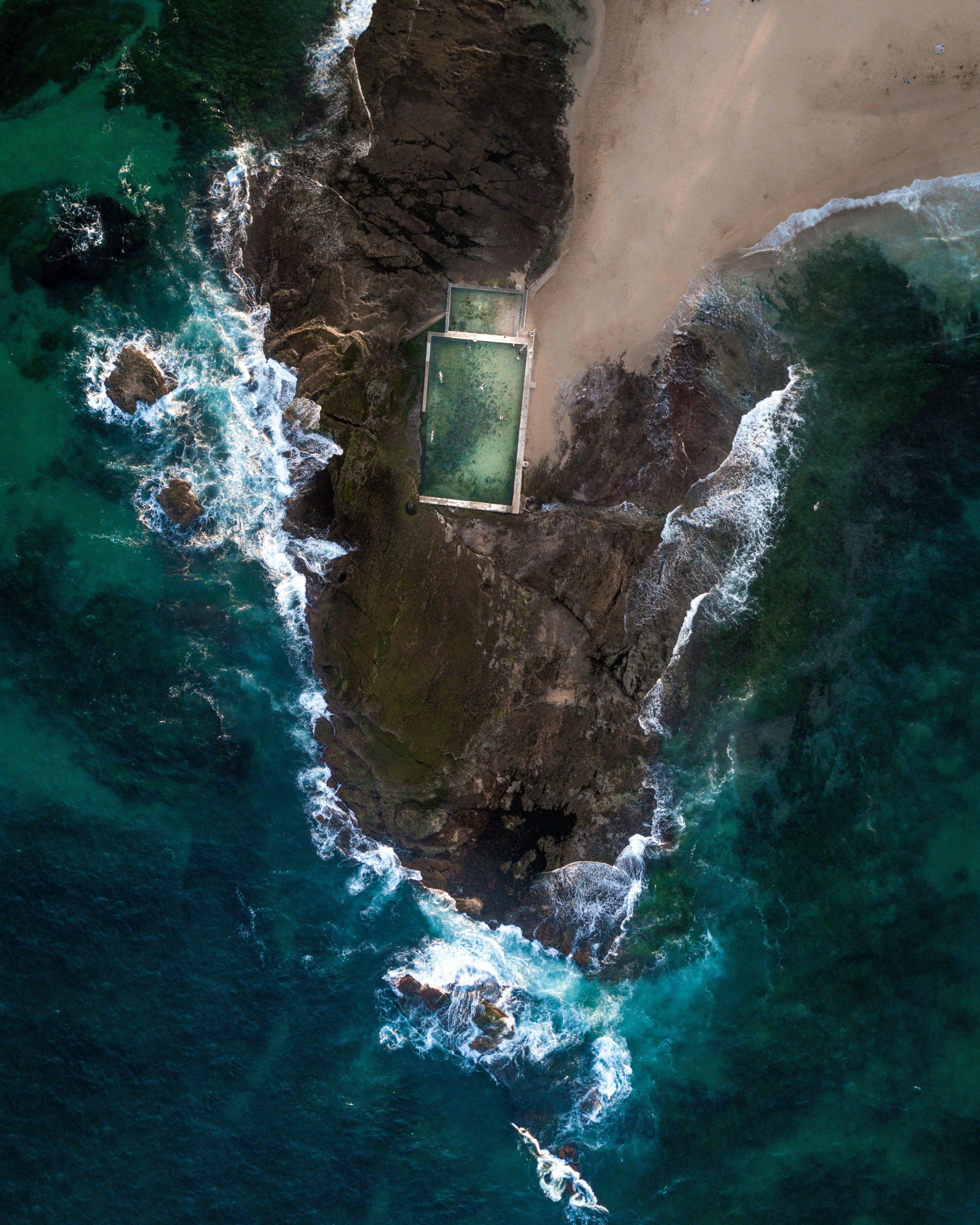 Aerial View of Coastal Rock Ocean Pool