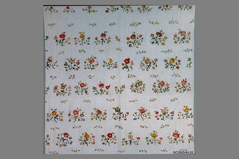 Antique Embroidered Floral Textile