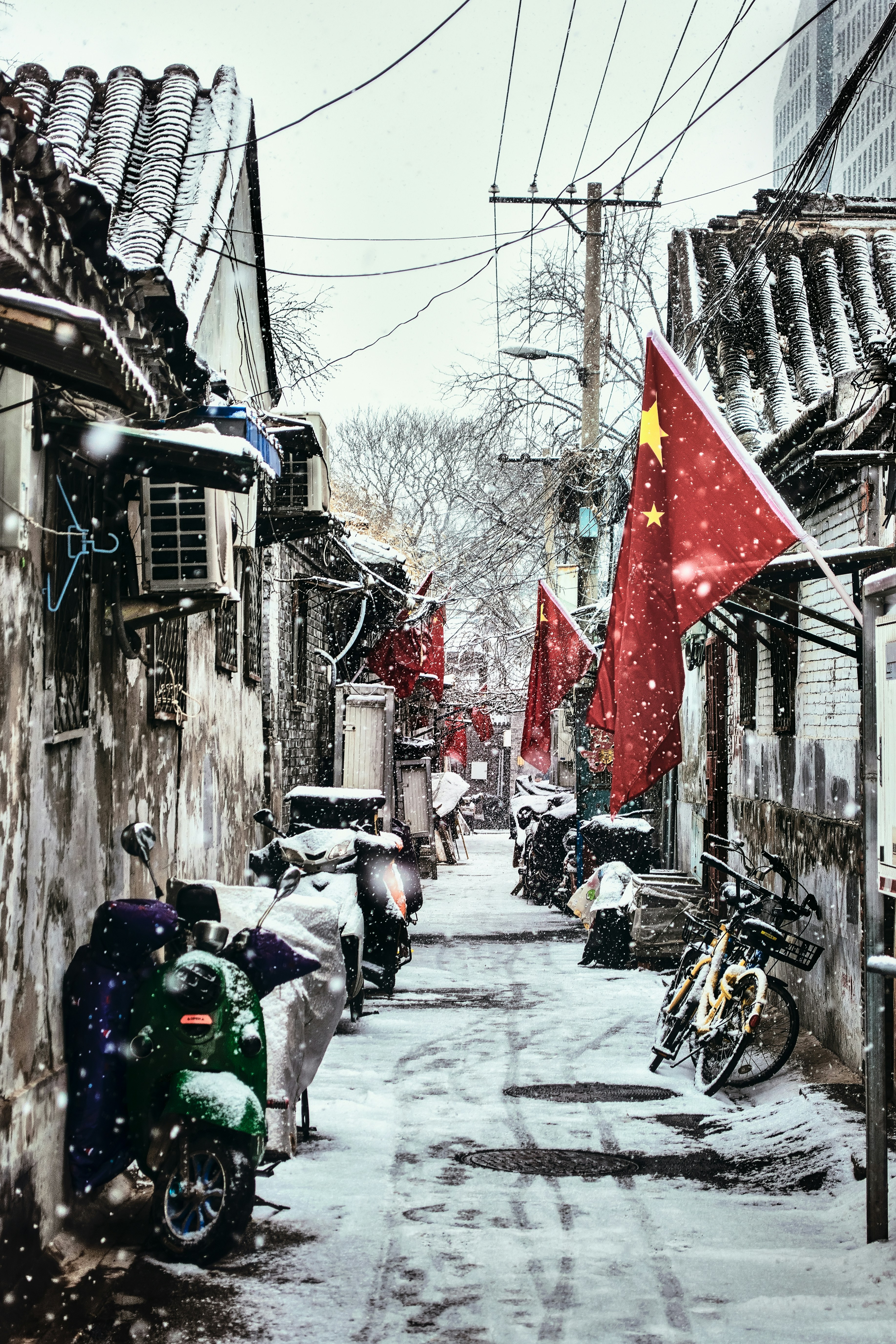 Snowy Beijing Hutong Street