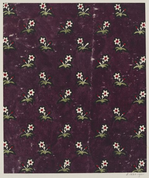 Dark Plum Small Floral Textile Pattern