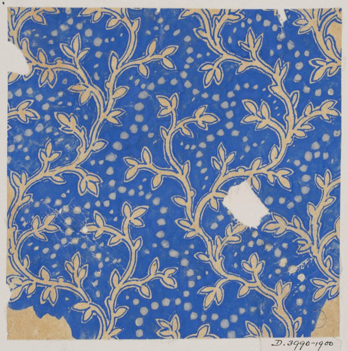 Blue and Gold Vine Pattern Design