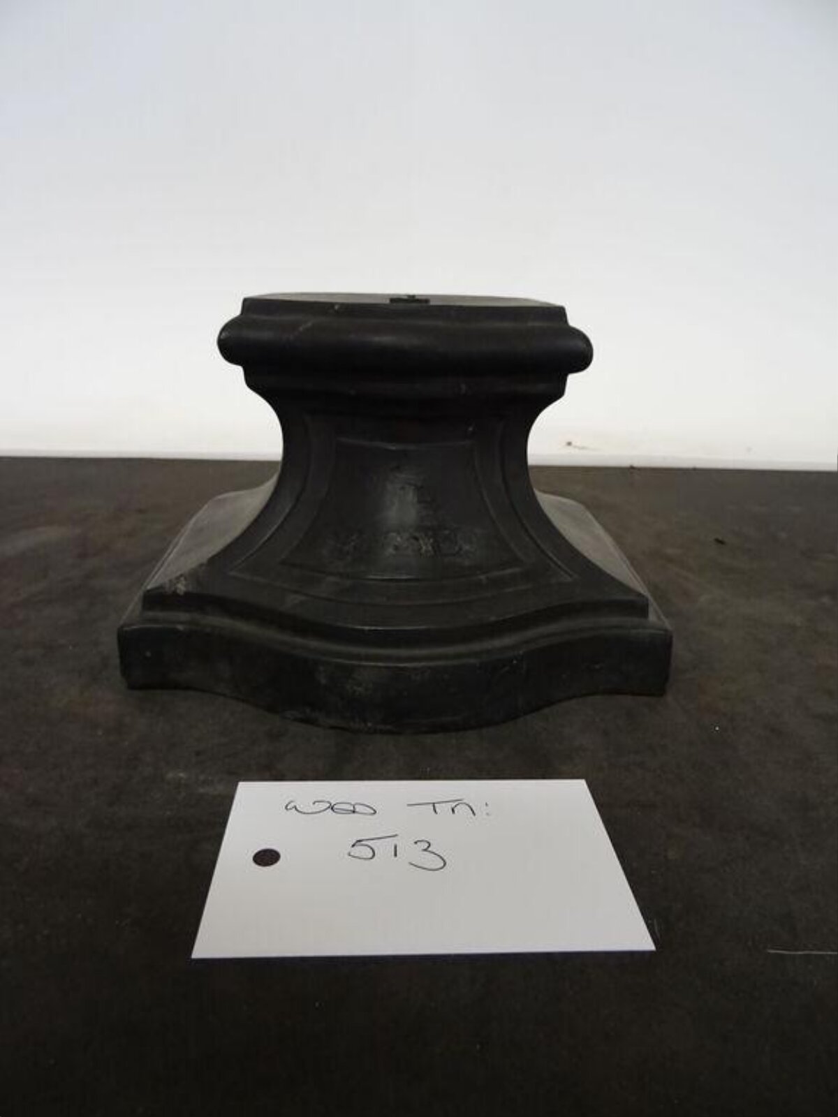 Black Statue Base with Lot Tag