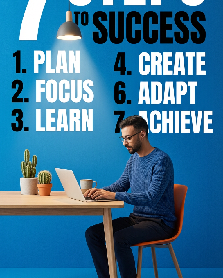 7 Steps to Success Motivational Poster